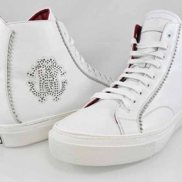 🎁FATHERS DAY NEW $579 ROBERTO CAVALLI HI-TOP EMBELLISHED RC LOGO SNEAKERS 45 - Picture 12 of 12